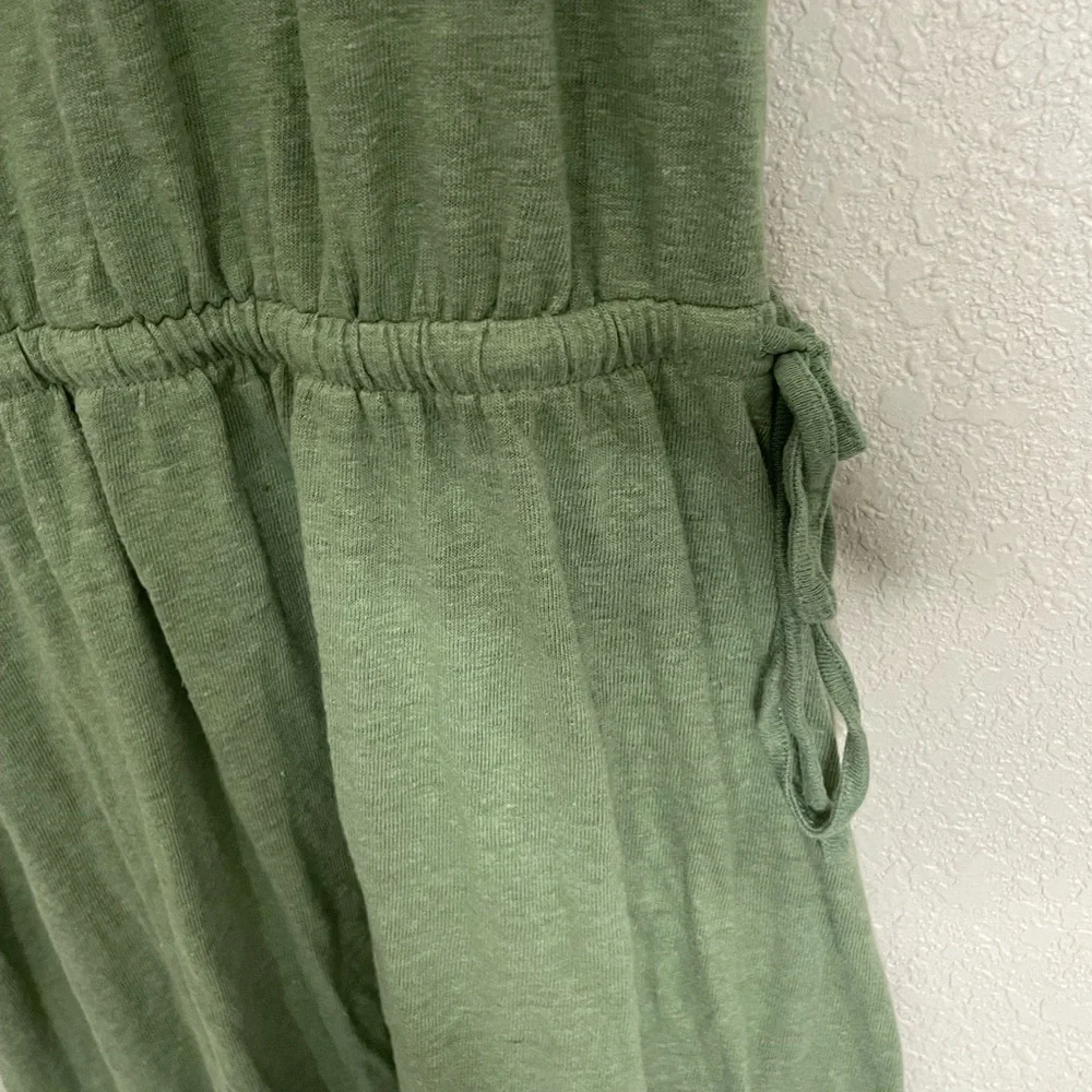 Old Navy Green Olive Tie Side Linen Blend T Shirt Dress Petite Medium